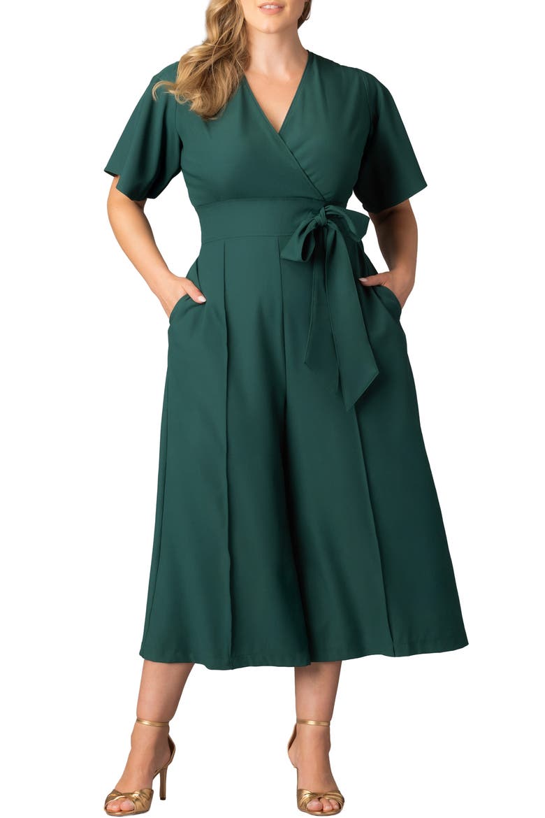 Evelyn Wide Leg Crop Jumpsuit, Main, color, HUNTER GREEN