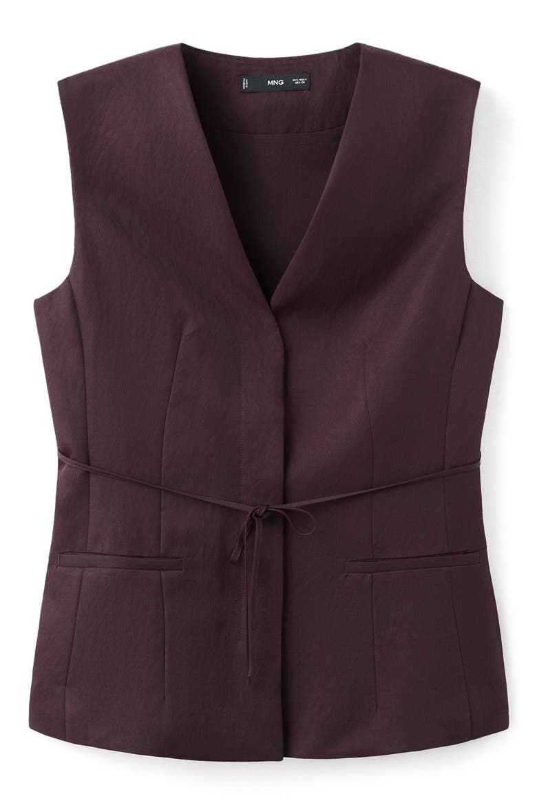 Tie Waist Vest, Alternate, color, BURGUNDY