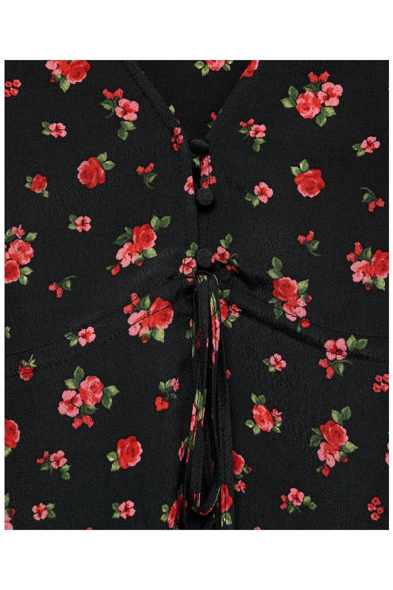 Floral Tie Front Top, Alternate, color, BLACK