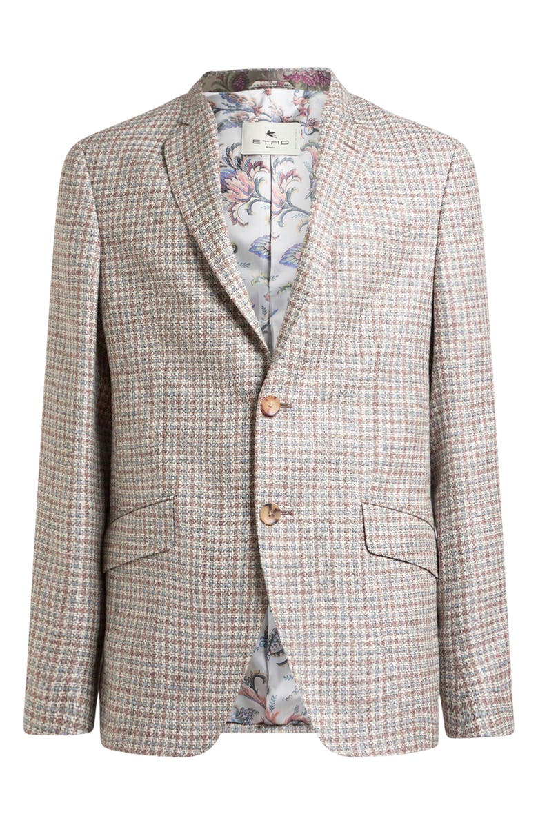 Etro Roma Check Wool 
Silk Blend Sport Coat, Alternate, color, Var. Multicolor F.do Bianco