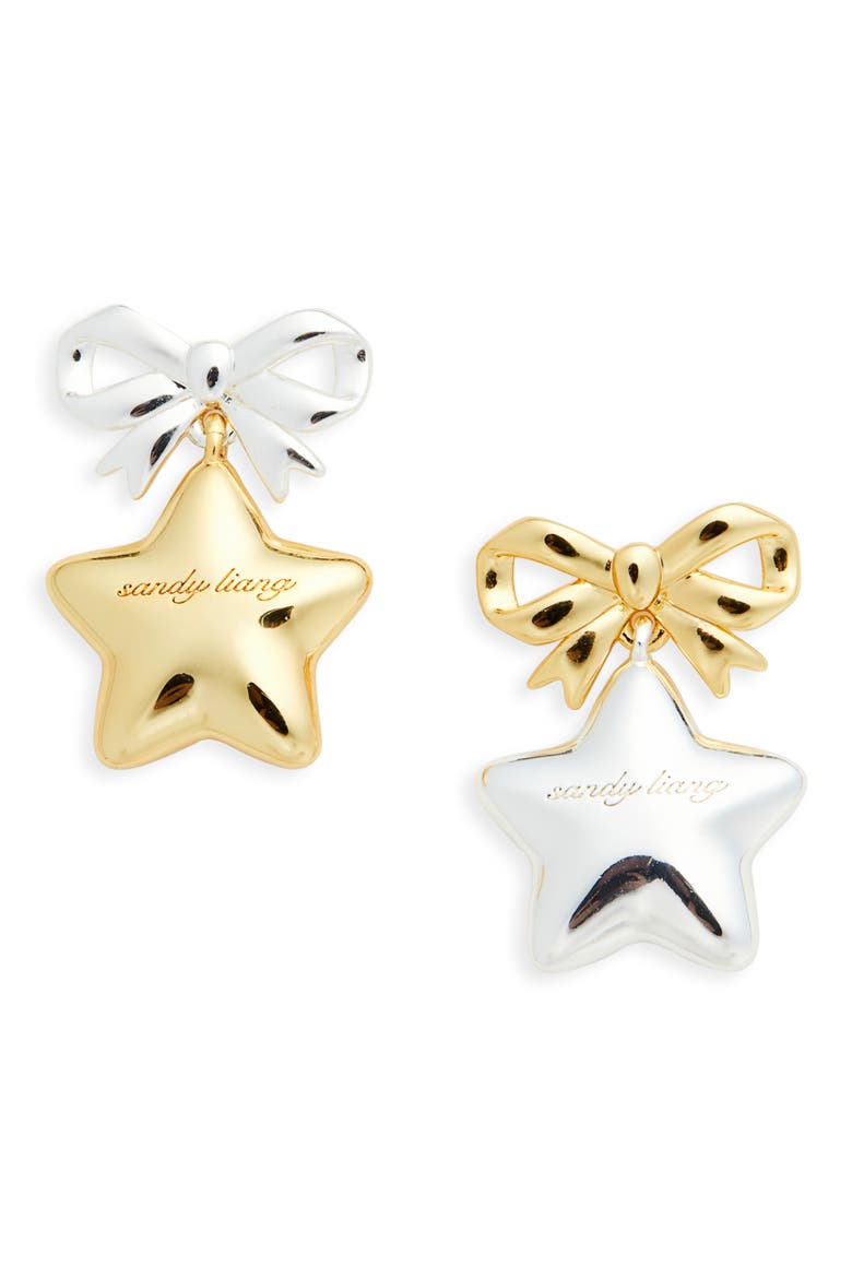 Boshi Bow & Star Drop Earrings, Main, color, GOLD