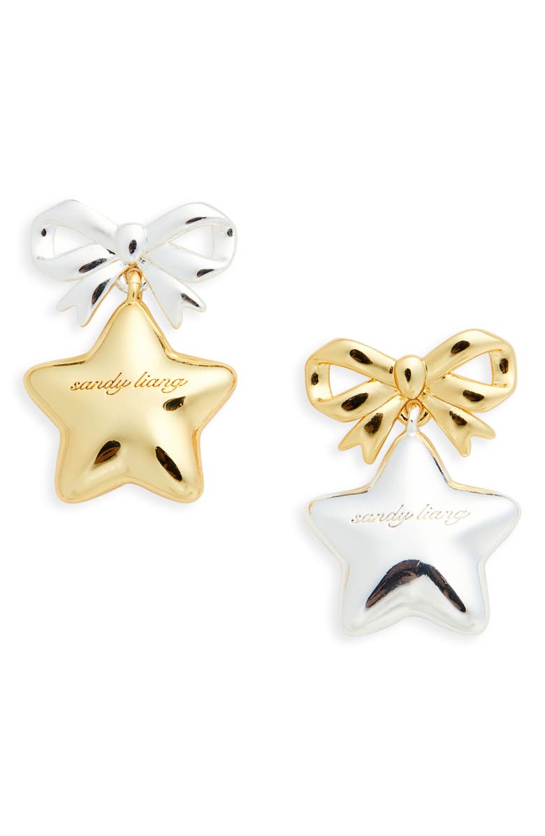 Sandy Liang Boshi Bow & Star Drop Earrings, Main, color, Gold