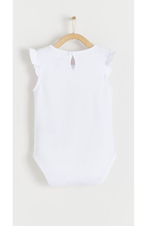 Babycottons Essentials Flutter Short Sleeve Bodysuit In White