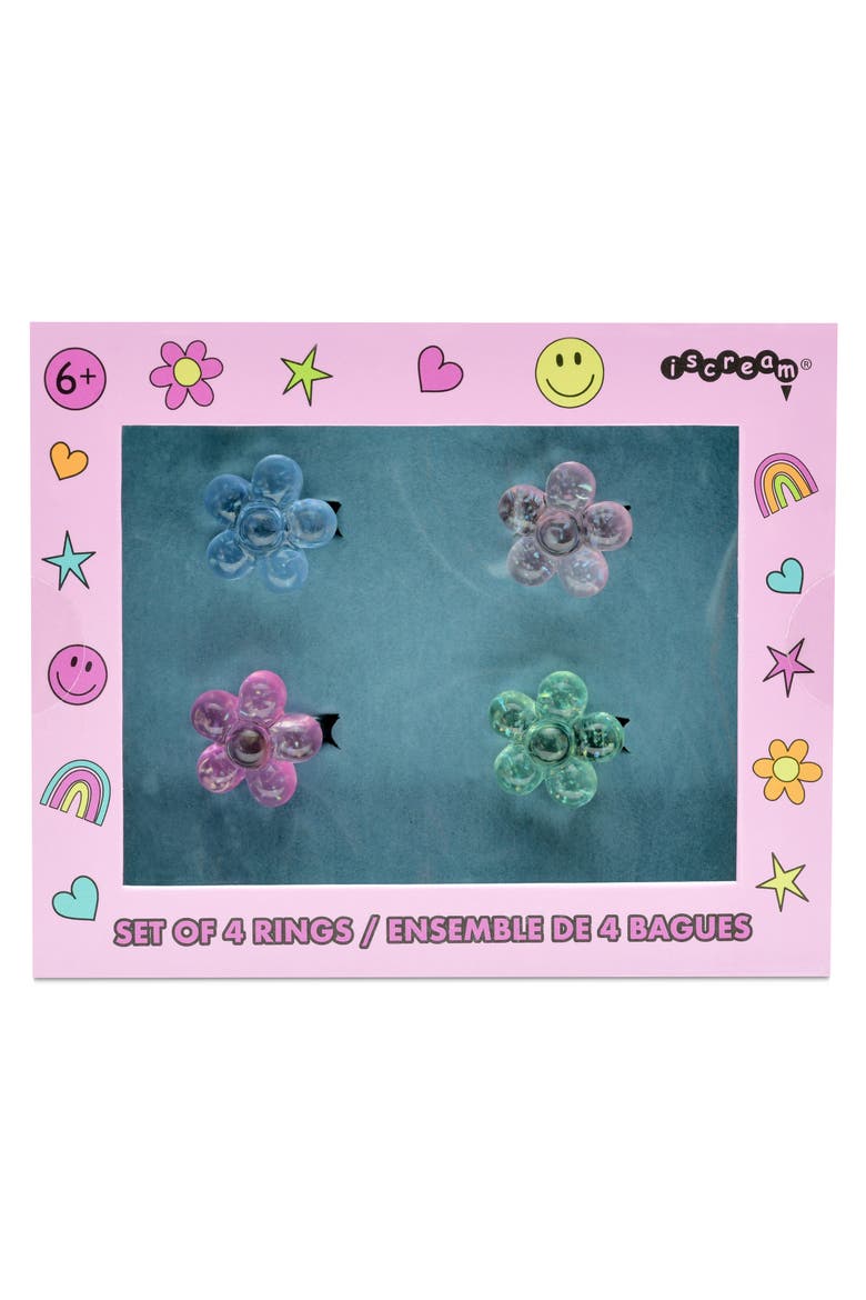 Kids' Set of 4 Flower Rings, Alternate, color, ASSORTED COLORS