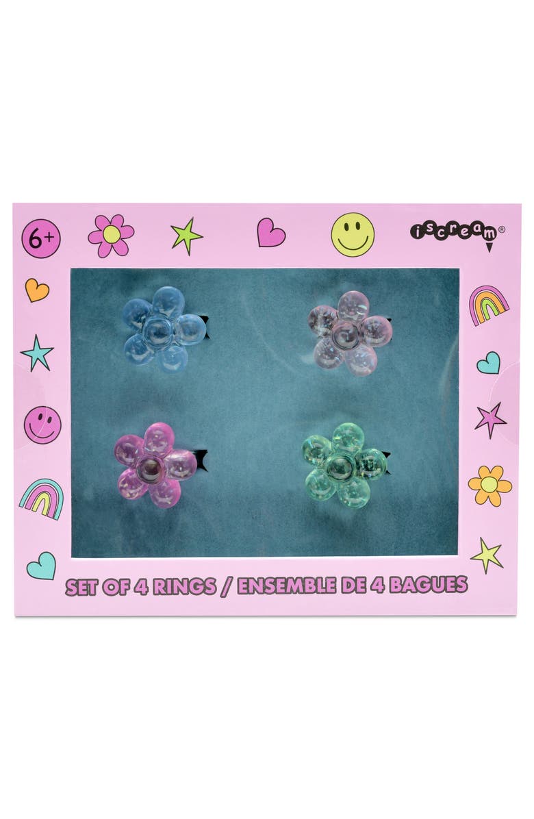 Iscream Kids' Set of 4 Flower Rings, Alternate, color, Assorted Colors