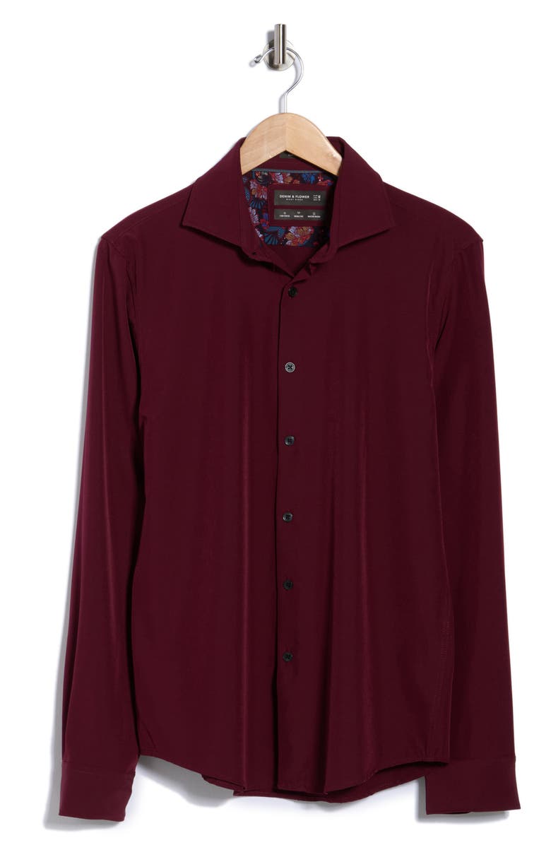 DENIM AND FLOWER Tech Dress Shirt, Alternate, color, Merlot