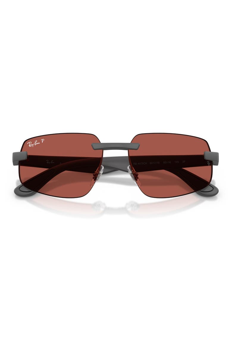 60mm Polarized Irregular Sunglasses, Alternate, color, SAND GREY / POLAR RED