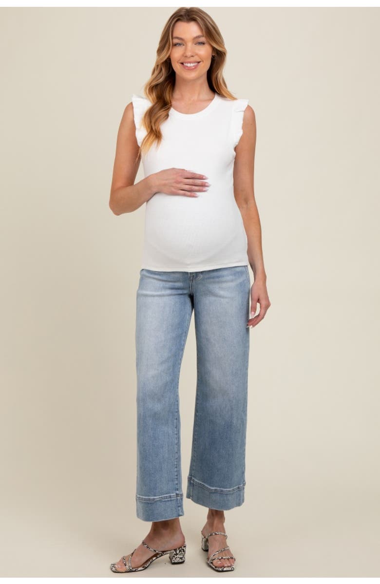 PinkBlush Cuffed Wide Leg Maternity Jeans, Alternate, color, Light Blue