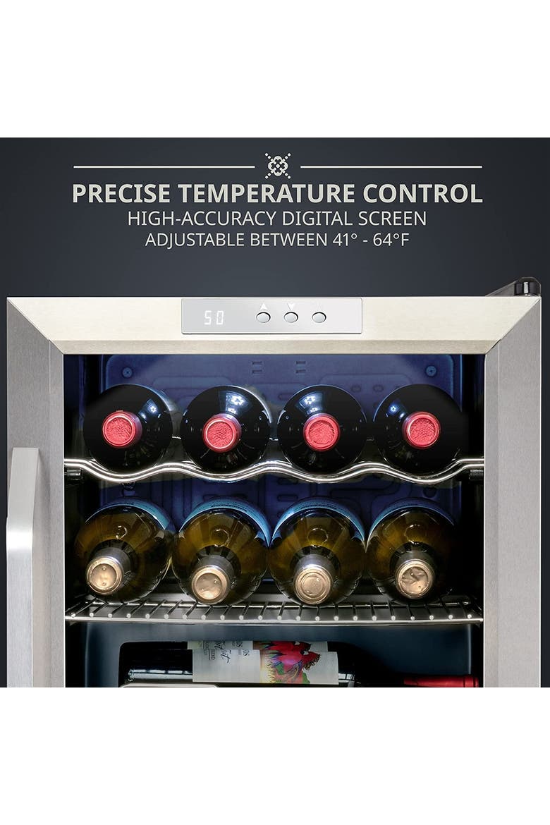 12 Bottle Compressor Wine Refrigerator, Cube Wine Cooler with Lock, Alternate, color, Silver