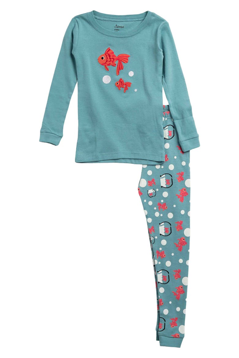 Fish 2-Piece Cotton Pajamas, Main, color, BLUE