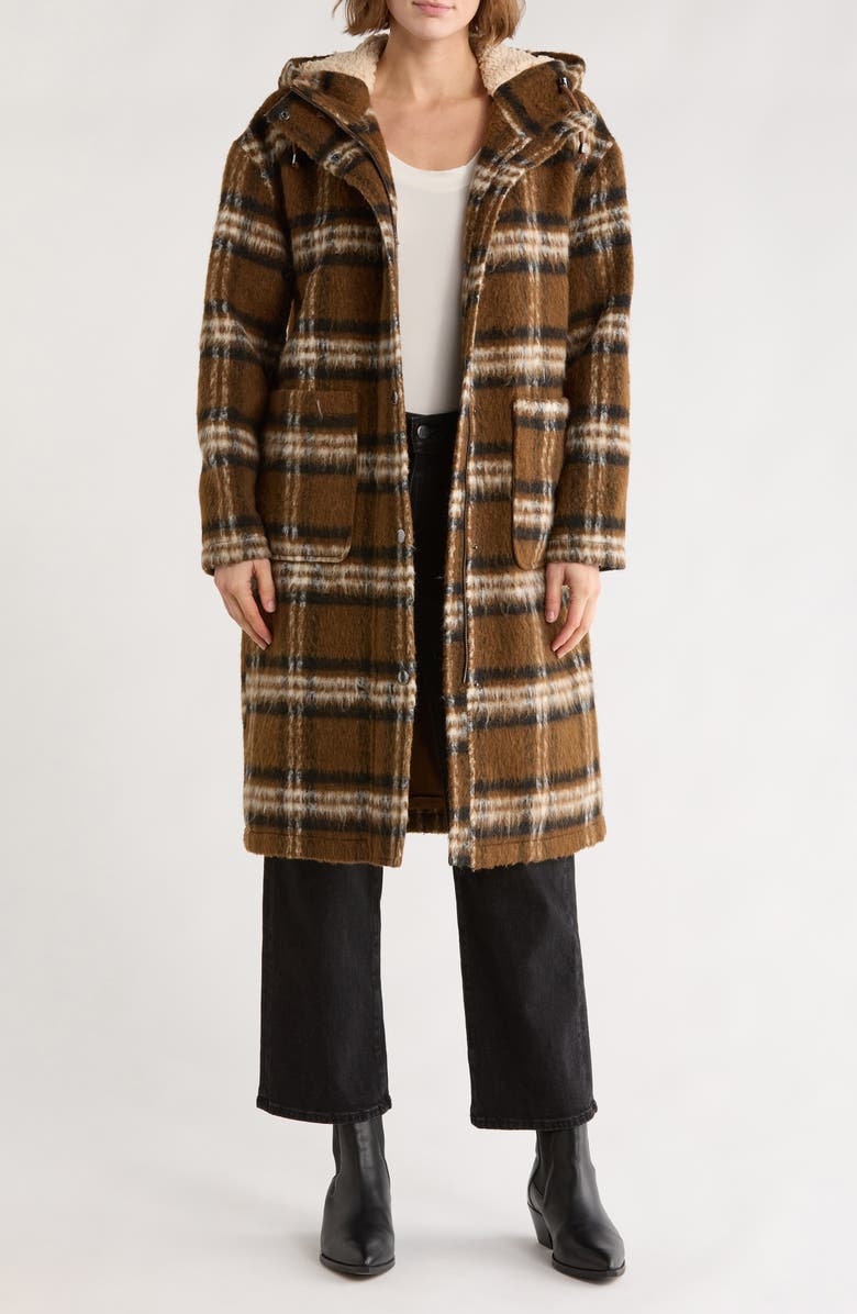 Lucky Brand Missy Hooded Jacket, Alternate, color, Brown Fuzzy