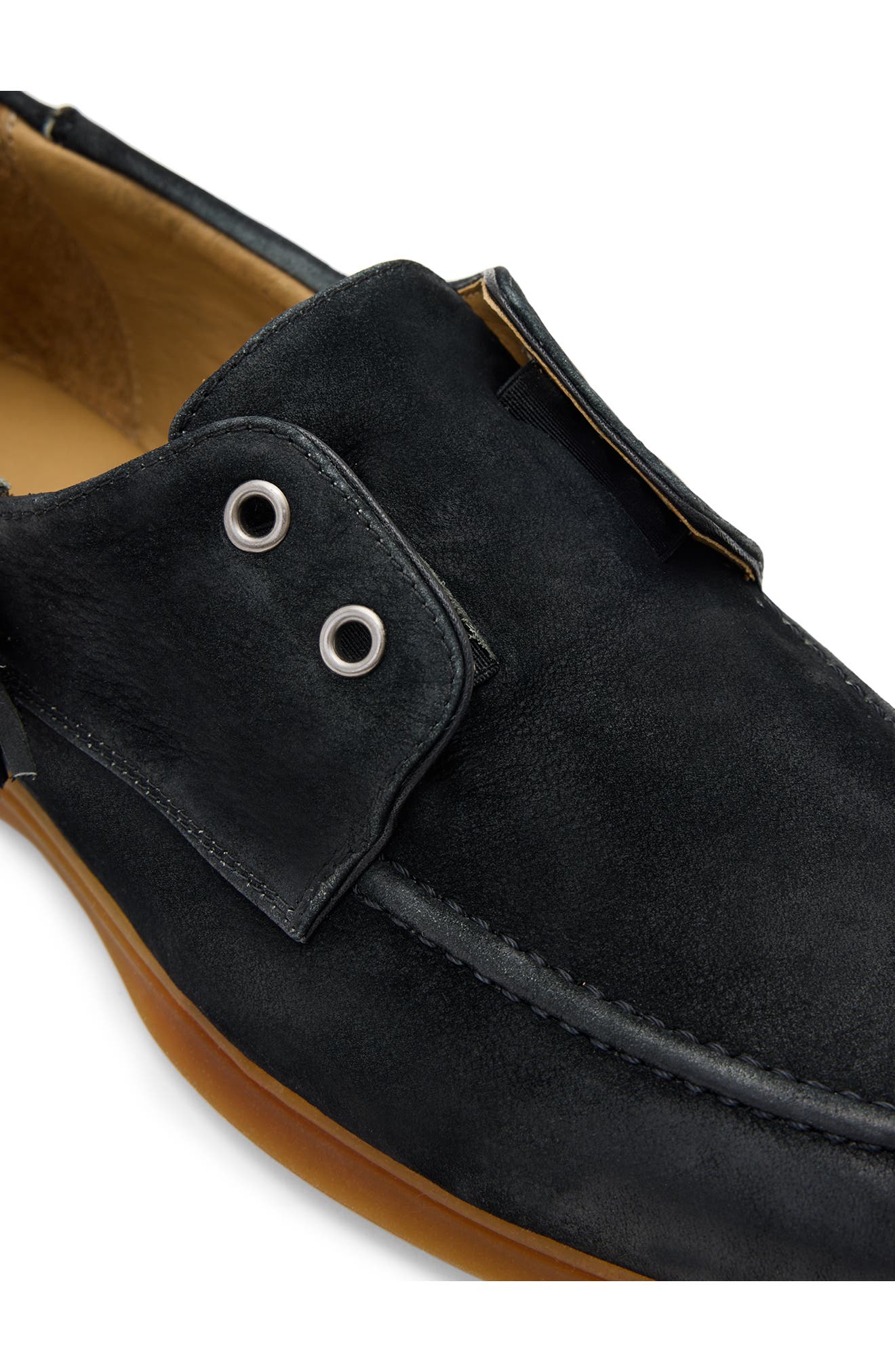 John Varvatos Thompson Yacht Laceless Boat Shoe, Alternate, color, Black