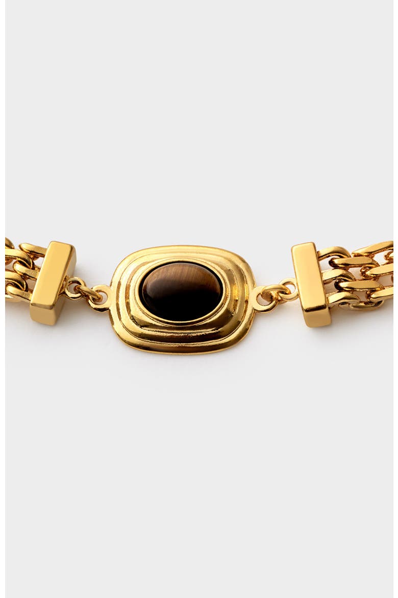 Tiger'S Eye Button Bracelet Bracelet, Alternate, color, Gold Plated
