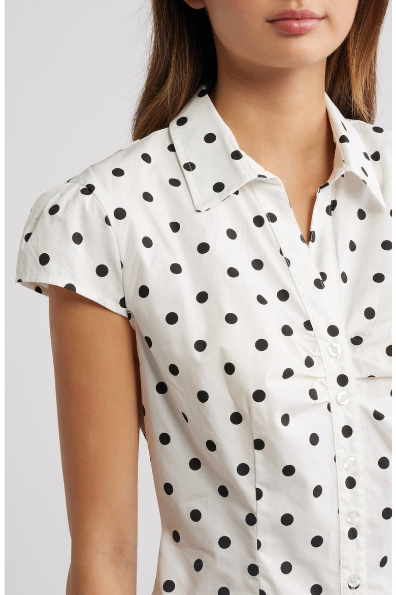 Audrey Polka Dot Button-Up Top, Alternate, color, BLACK/ WHITE