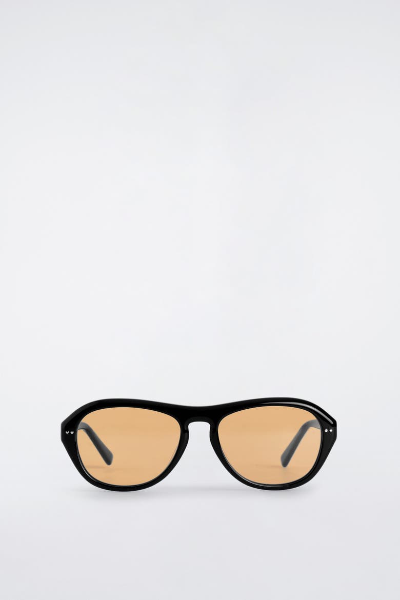 Oval-Frame Sunglasses, Main, color, BLACK / ORANGE