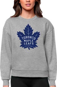 ANTIGUA Women's Antigua Heather Gray Toronto Maple Leafs Primary Logo Team Logo Victory Crewneck Pullover Sweatshirt
