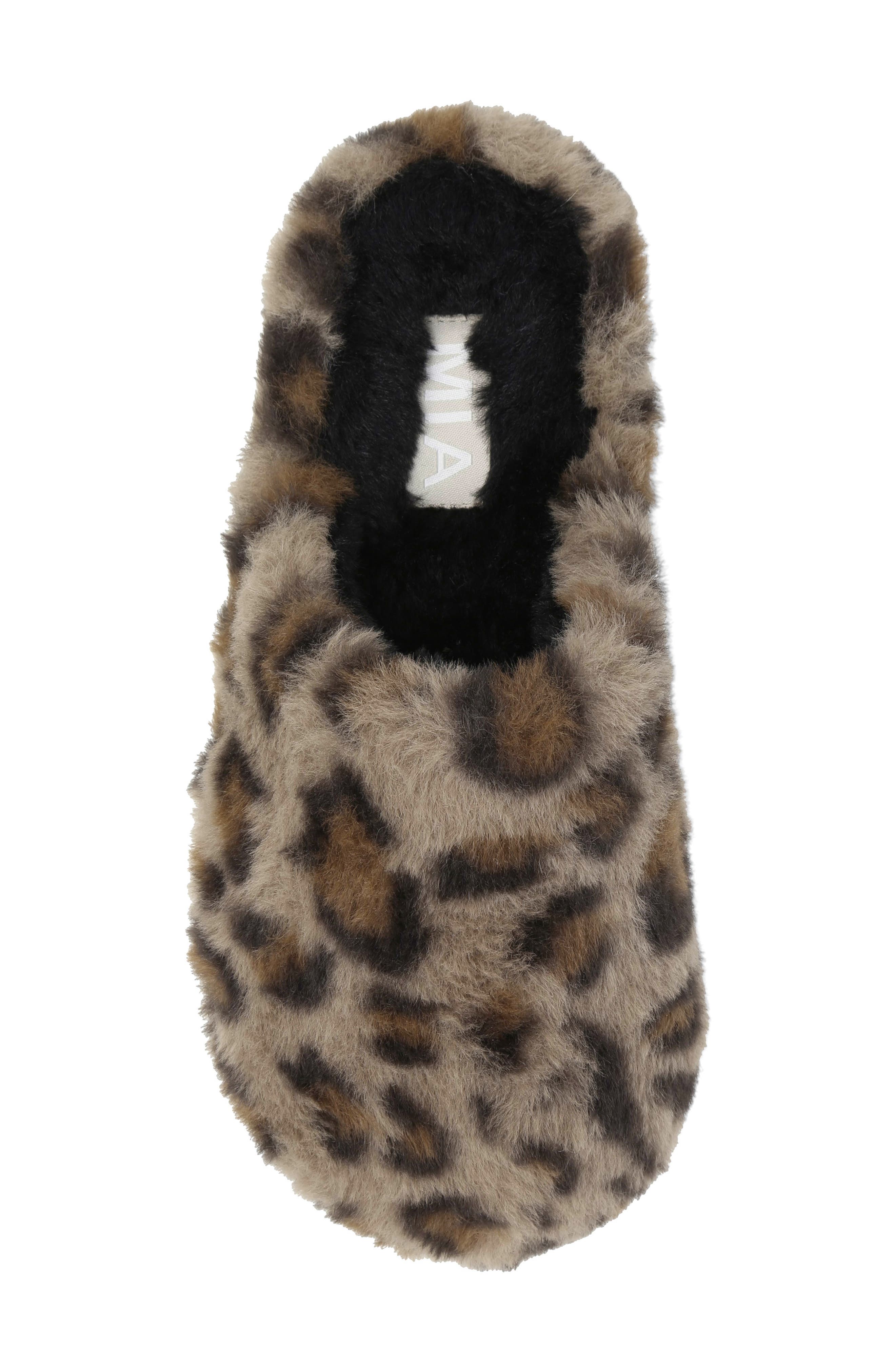 MIA Sled Faux Fur Slipper, Alternate, color, Cow Print