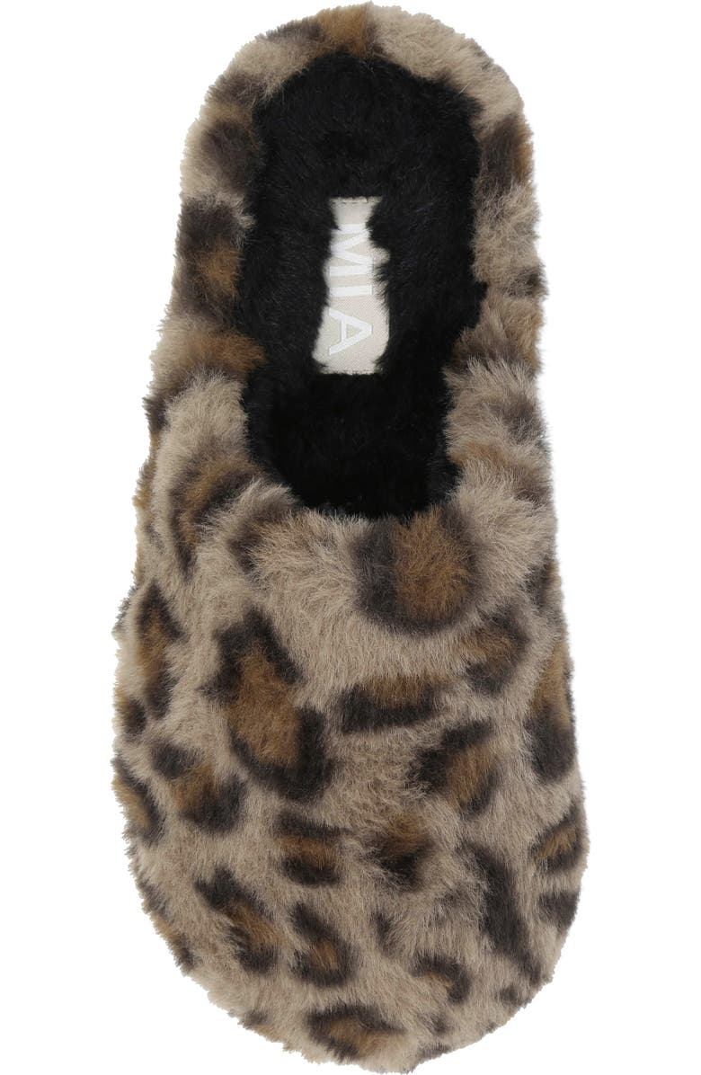 MIA Sled Faux Fur Slipper, Alternate, color, Cow Print