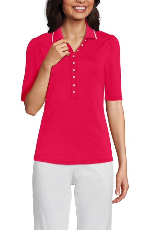 Elbow Sleeve Lightweight Jersey Embellished Polo