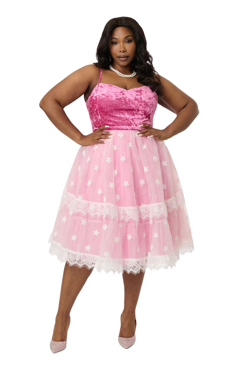 Unique Vintage Plus Size Light Up Dream Glow Swing Dress, Main, color, 