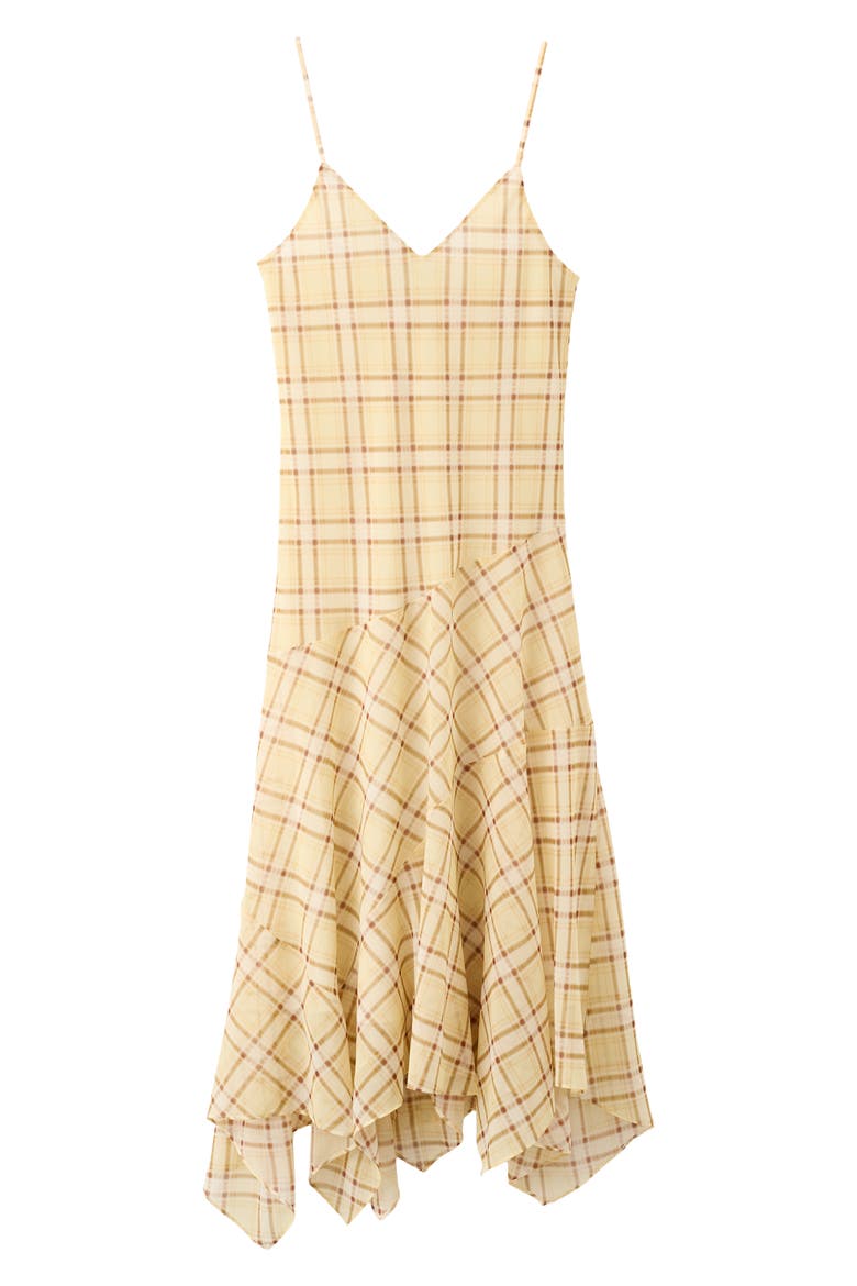 Glasgow Check Print Sundress, Main, color, PASTEL YELLOW