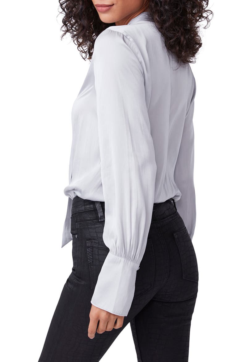 Saffron Tie Neck Wrap Front Bodysuit, Alternate, color, CLOUD GREY