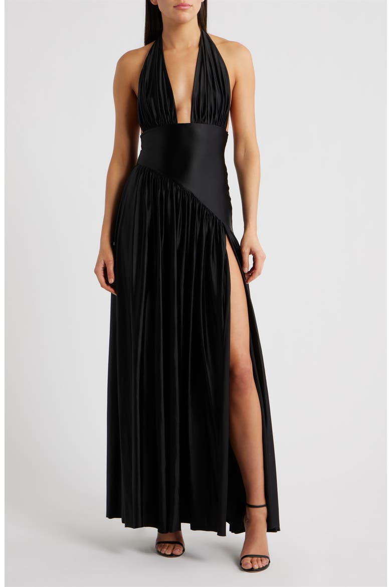 Rae Halter Gown, Main, color, BLACK