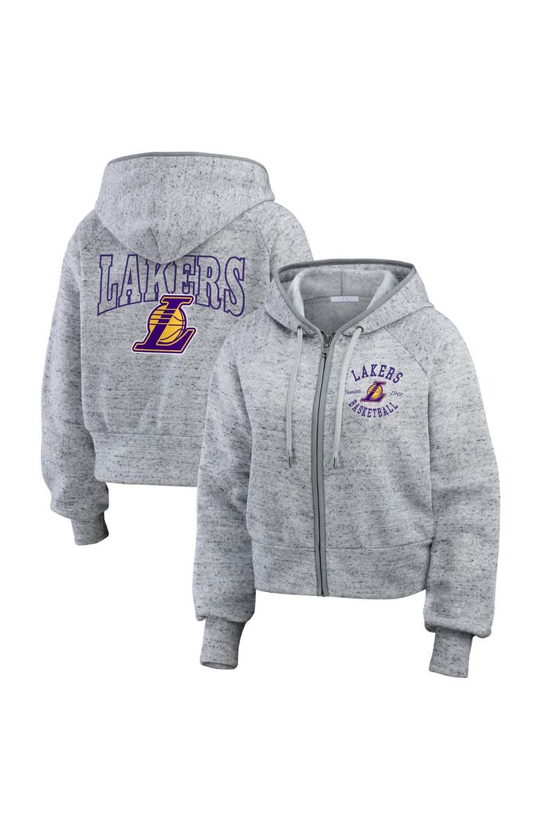 WEAR by Erin Andrews Women's WEAR by Erin Andrews Heather Gray Los Angeles Lakers Speckled Radiator Full-Zip Hoodie, Main, color, Heather Gray