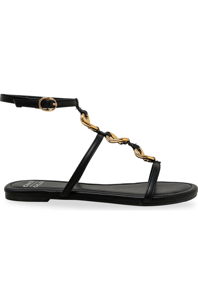 CHASE AND CHLOE Ankle Strap Flat Sandal, Alternate, color, Black