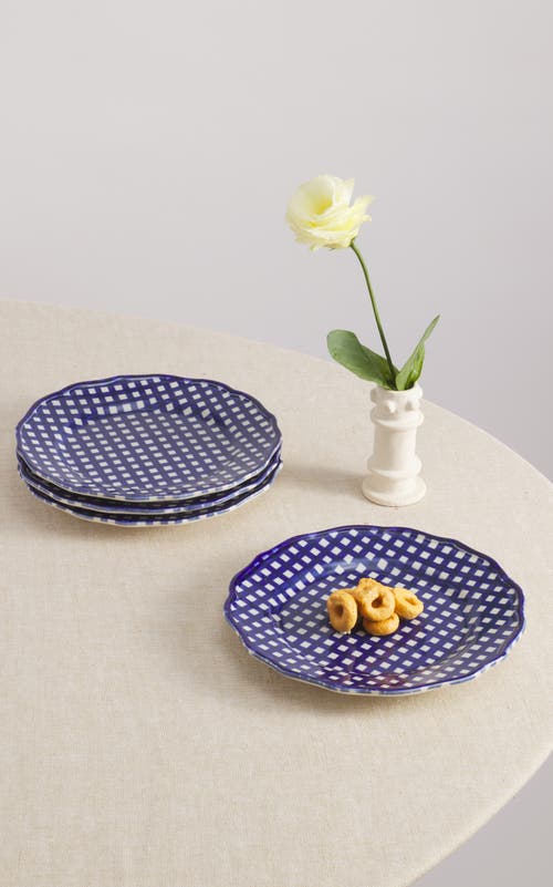 Maison Madison Home Beatrix 9'' Dessert Plate Set Of 4 In Blue/cream