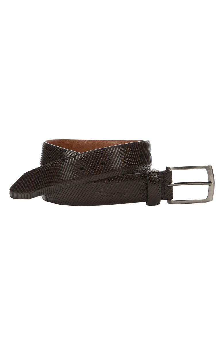 Johnston & Murphy Diagonal Embossed Leather Belt, Main, color, 