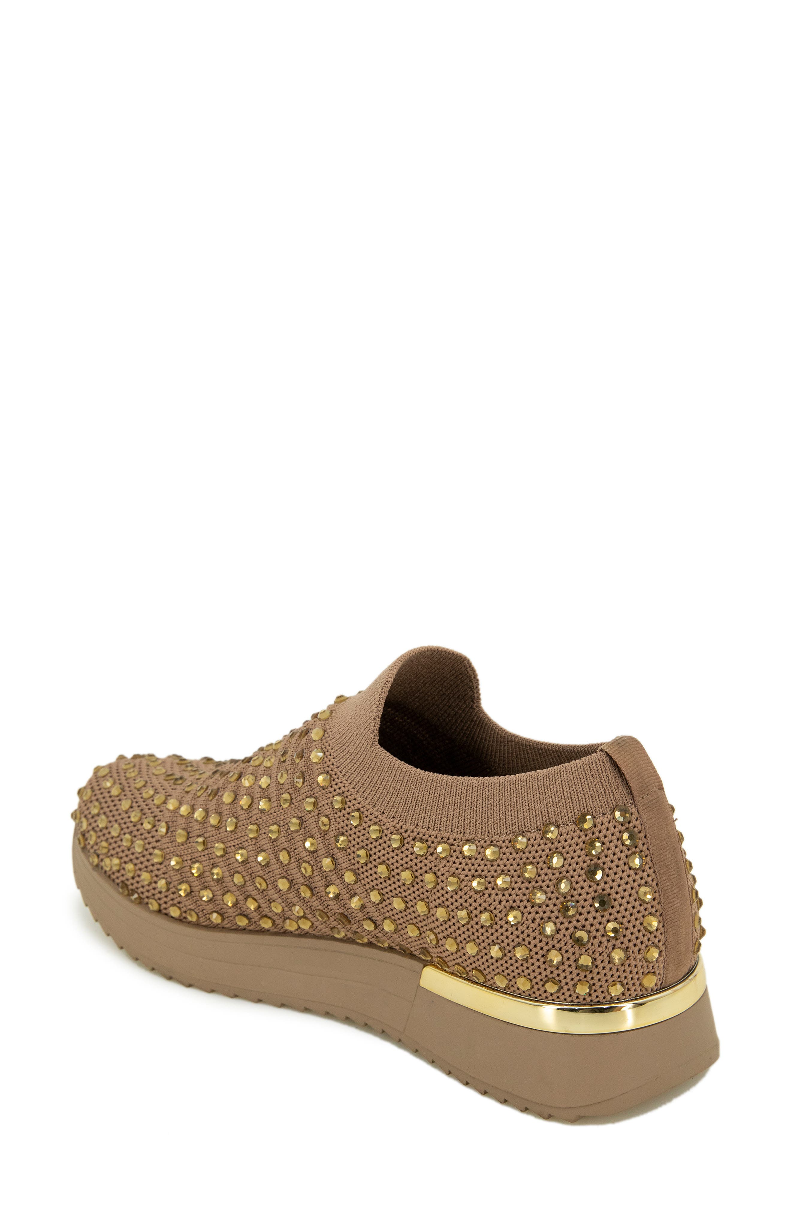 REACTION KENNETH COLE Cameron Embellished Jewel Platform Sneaker, Alternate, color, CASHEW