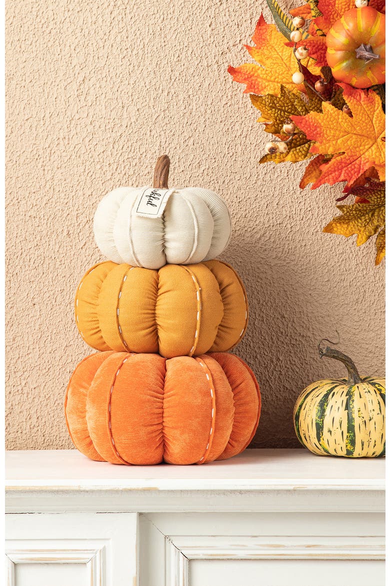 13"H Fall Stacked Fabric Pumpkin, Alternate, color, Orange