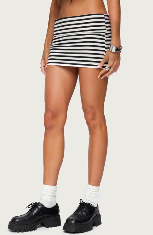 Edikted Rylan Striped Fold Over Mini Skort In Black
