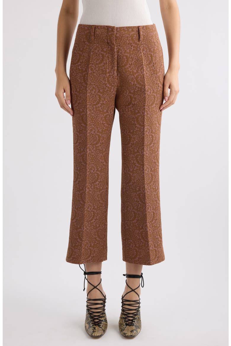 Paloma Floral Jacquard Crop Straight Leg Pants, Main, color, PEACH