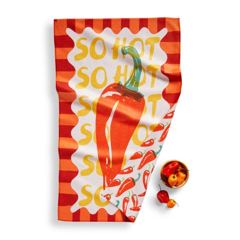 Super Absorbent Kitchen Towel Hot Chile Red Multi Dishtowel 80% Recycled Polyester 18x30 in