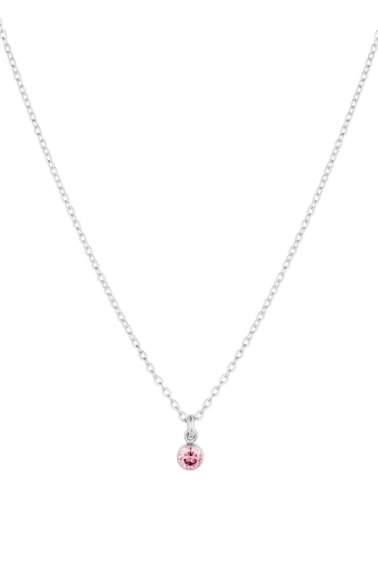 Set & Stones Birthstone Charm Necklace, Main, color, Silver / October