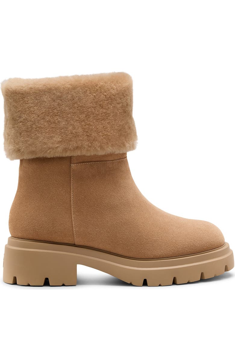 Stuart Weitzman Hudson Genuine Shearling Cuff Bootie, Alternate, color, New Camel