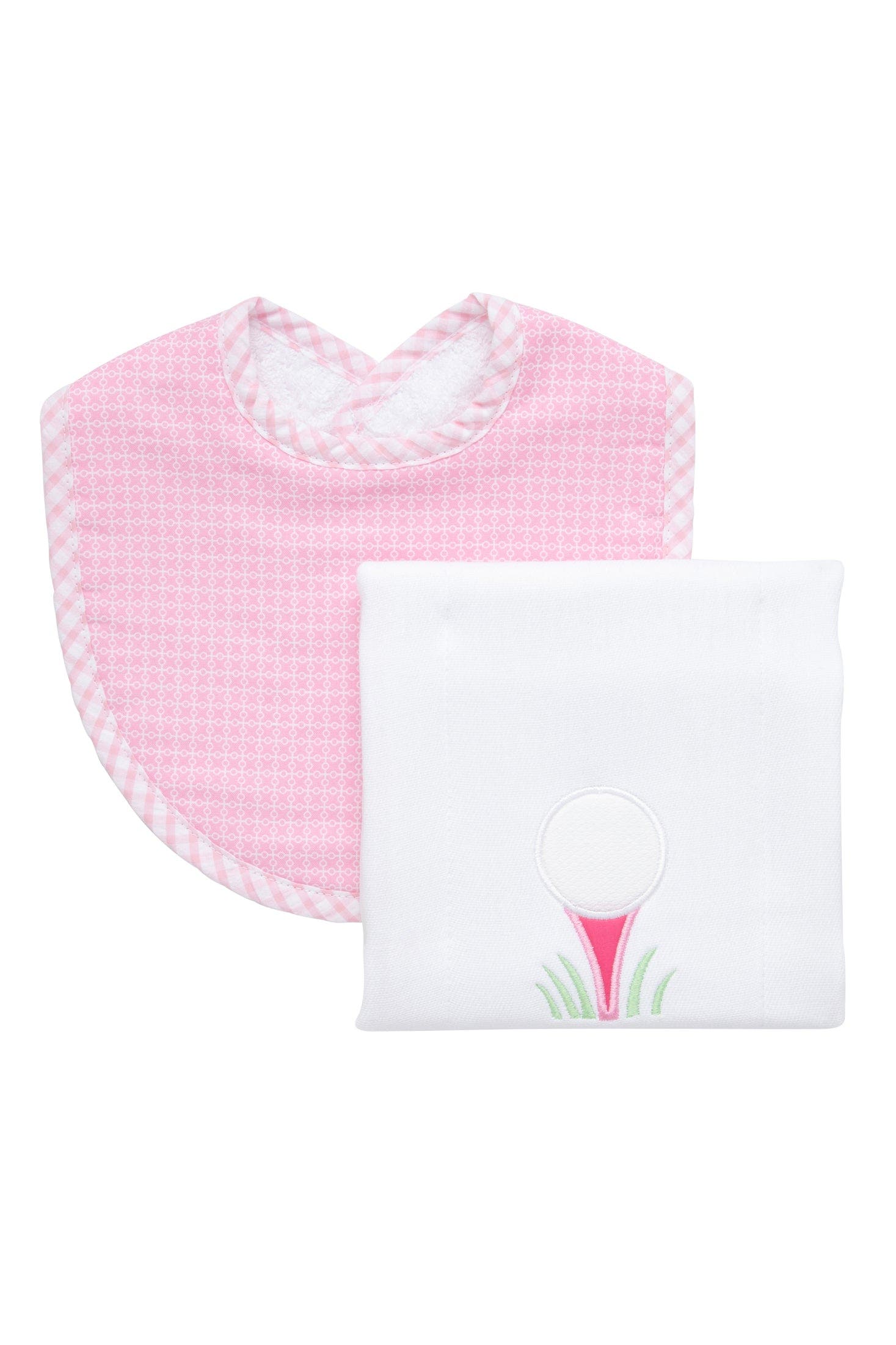 3 Marthas Pretty in Pink Basic Bib & Burp Boxed Set in Pink Golf 