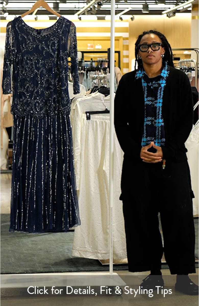 Beaded Chiffon Mock Two-Piece Dress, sales video thumbnail