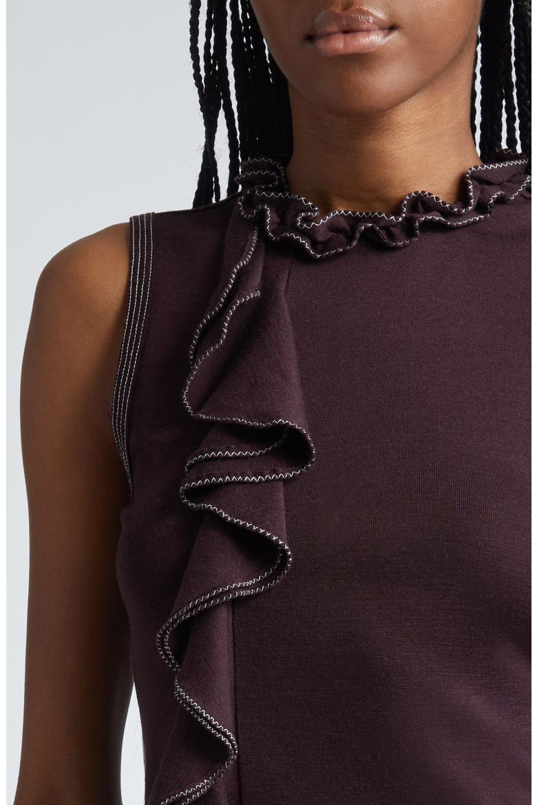 Brea Ruffle Sleeveless Organic Wool Knit Top, Alternate, color, MAHOGANY