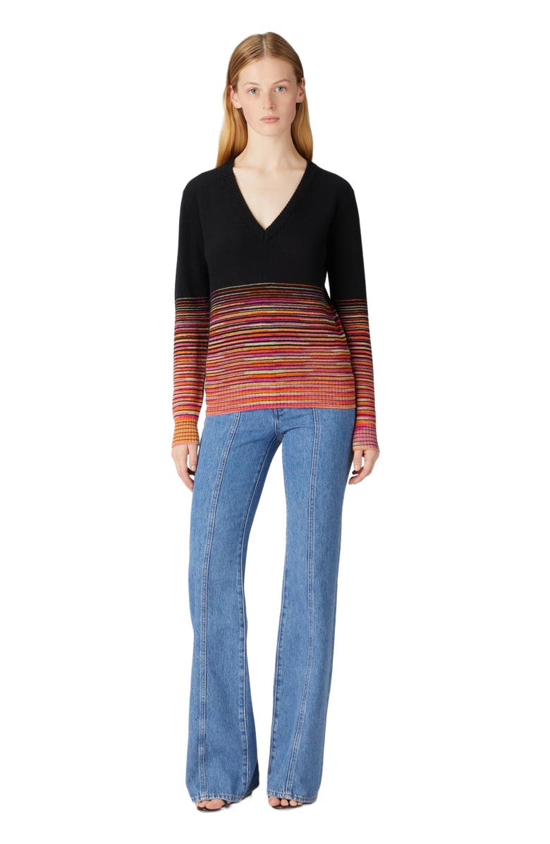 Missoni Dégradé Slub Cashmere Sweater With V-neck, Main, color, Multicoloured
