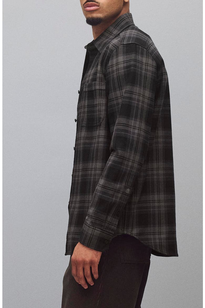 Union Plaid Cotton Button-Up Shirt, Alternate, color, CARBON-BLACK