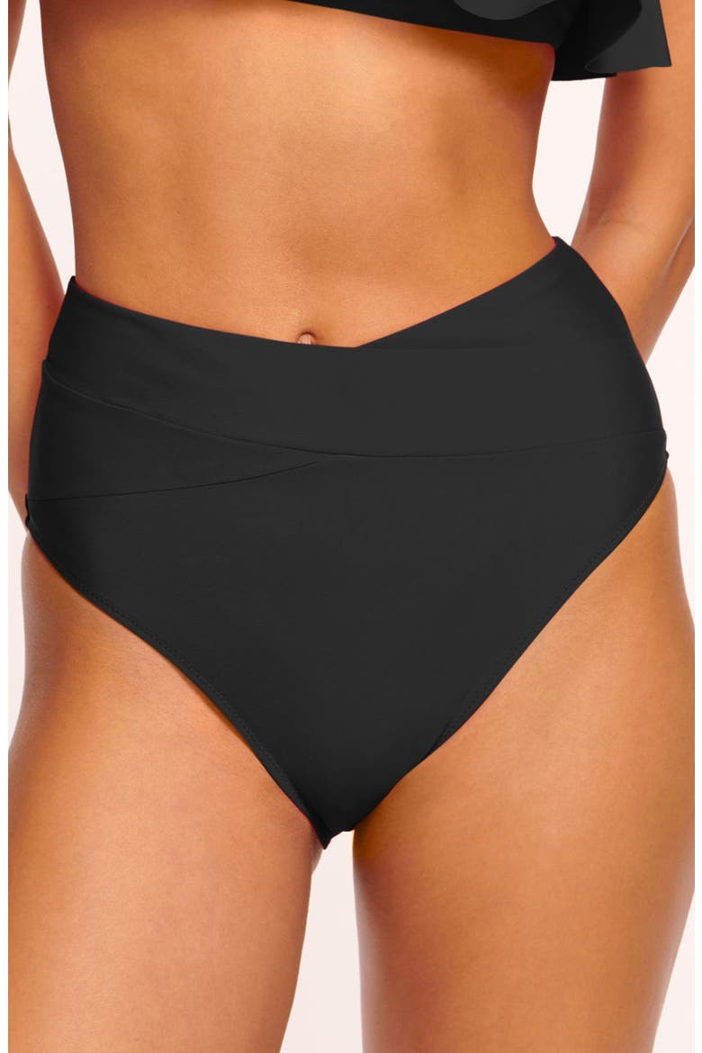 Luella High Waist Bikini Bottoms, Main, color, BLACK
