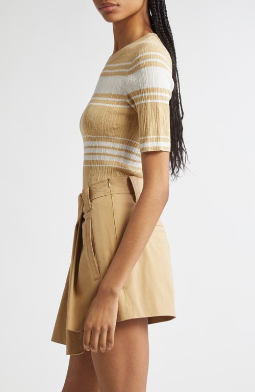 A.l.c . Jack Stripe Cotton Blend Knit Top In Brown