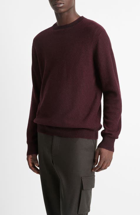 Vince Men's Burgundy Crew Neck Pull-Over store Striped Sweater Cashmere Blend Large