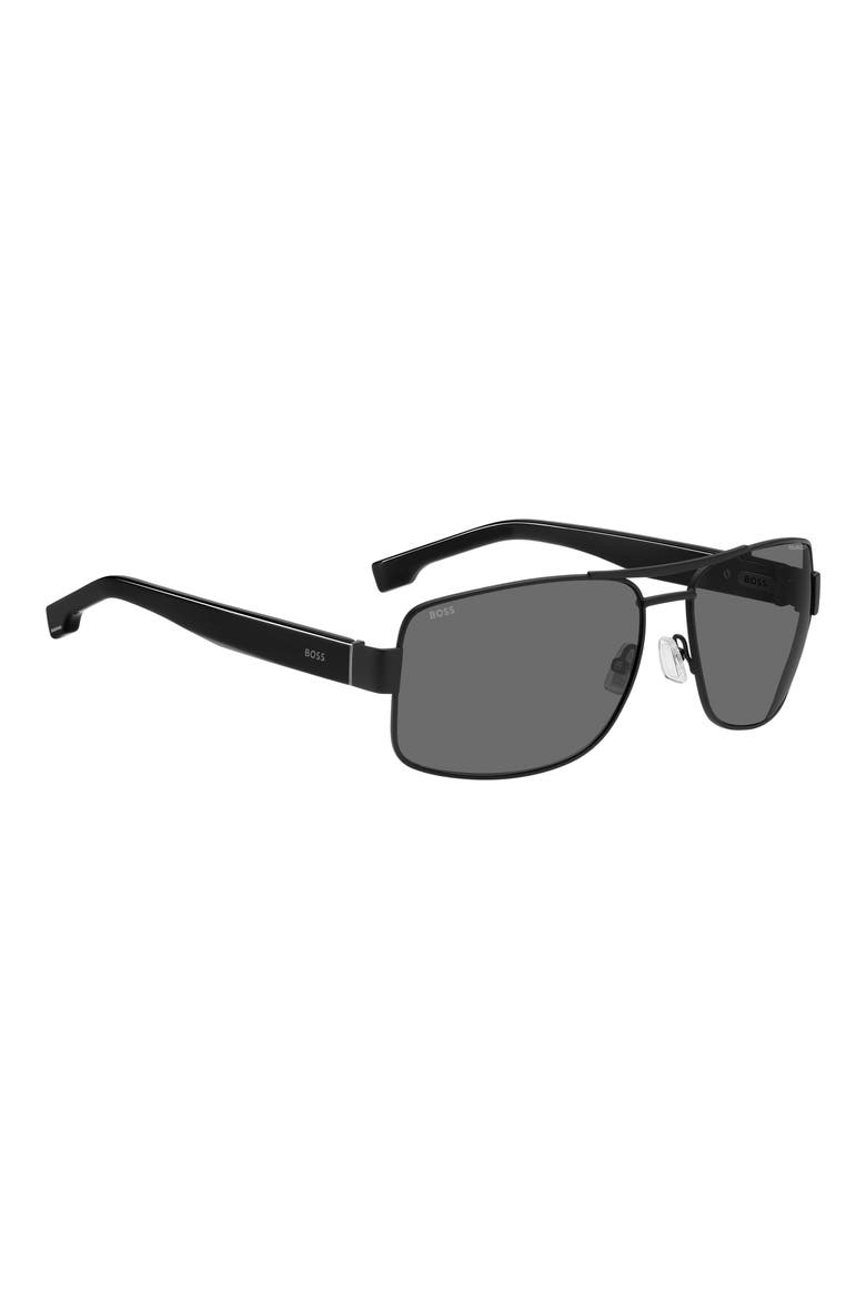 62mm Oversize Polarized Navigator Sunglasses, Alternate, color, MATTE BLACK/ GREY POLAR