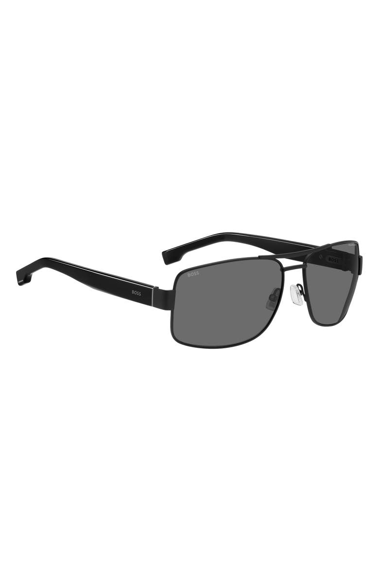 BOSS 62mm Oversize Polarized Navigator Sunglasses, Alternate, color, Matte Black/ Grey Polar