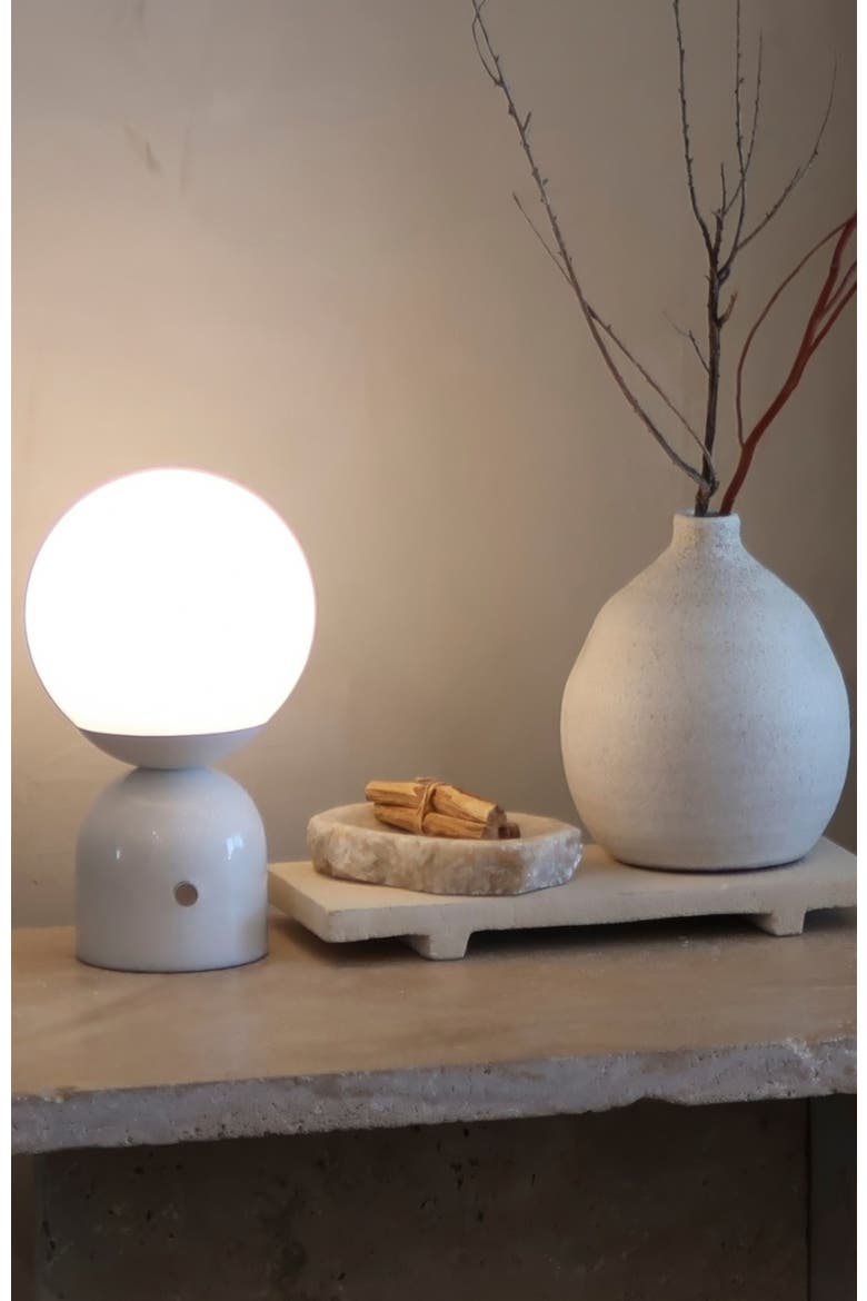 Mila 9.85" Marble LED Bedside Table Lamp with Built-In 3-Way Dimmer, Alternate, color, White