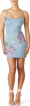Steve Madden Gisella Embellished Flower Denim Minidress